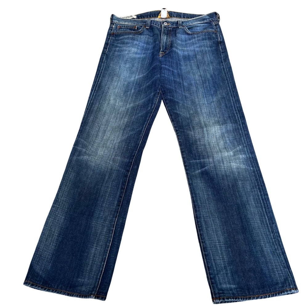 Lucky Brand Jeans Mens 34 Vintage Straight Blue Denim Made in USA Long Inseam